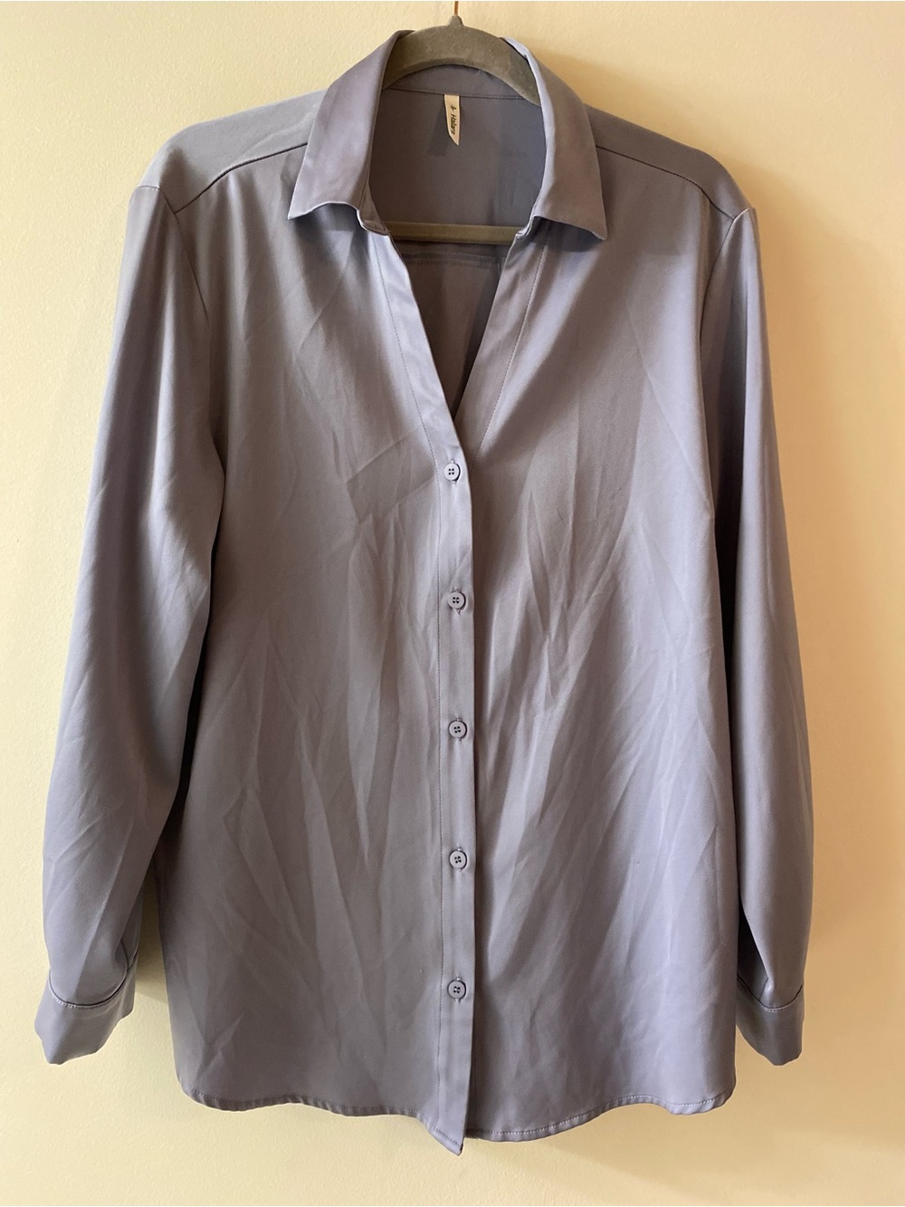 HALARA Women's Satin Button-Front Blouse — Light Blue